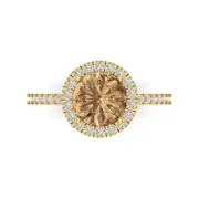 1.85Ct Round Cut Champagne Gemstone Gold Engagement Promise Wedding Bridal Ring