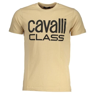 Cavalli Class Bold Black Logo Beige T-Shirt