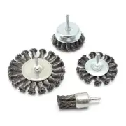 4Pc Derusting Twisted Wire Brush Cup Pen Brush Set 6mm Shank Metal Cleaning Tool