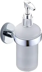 1pc Liquid Soap Bottle Wall-Mounted Pump Bottle Press Type Bottle Soap Dispenser Bathroom Supply Pattern 1 (Color : Silver Circle)