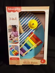 Fisher-Price Wooden Toy Musical Table with Percussion Instruments - READ