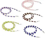 [LIFKOME] 5Pcs Vintage Beaded Eyeglass Chains Non Slip Sunglasses Cord Neck Strap Eyewear Accessories Purple Blue Green Brown Pink for Fashionable Hold and Decoration