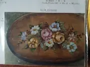 RUTH VANTIL 1988 OVAL FOOTSTOOL SUMMER ROSE Chippendale floral PAINTING PATTERN