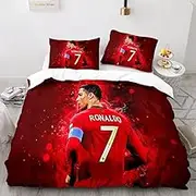 Bed Linen 135 x 200 cm CR7 Duvet Cover Set 2-Piece 1 Duvet Cover 135 x 200 cm + 1 Pillowcase 80 x 80 cm, Microfibre Duvet Covers with Zip