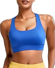 [RUNNING GIRL] High Impact Sports Bras for Women - Scoop Neck Strappy Sports Bra High Support Moulded Cup Workout Bra