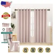 Blackout Curtains - Textured Linen Look, 70x84, Set of 2 Panels in Blush