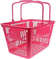 Healifty Shopping Basket Plastic Baskets with Handle Collapsible Handles Small Grocery Storage Crates for Home Market