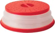 Tovolo Vented Collapsible Microwave Food Cover With Easy Grip Handle, 10.5" Red