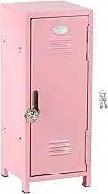 Mini Locker with Lock and Key Rustproof Metal Small Locker Portable Mini Locker Cabinet Practical Mini Storage Locker with Compartments for Desktop Girls Boys Claumeng(Pink)