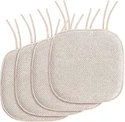 Smarcute Chair Cushion for Dining Chairs Kitchen Memory Foam Seat Cushion Non-Skid Square Chair Pads with Ties Honeycomb Pattern (4 Pack, Sand,41X41cm)