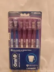 ~ 1 Pack Oral B Bright & Clean Toothbrush Lot 6 Ct Mega Value Pack Medium ~