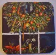 Cork Back Coaster-Holiday Design-WREATH-Single Coaster--Create Your Own Set!