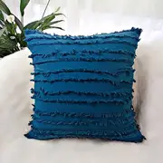 Boho Tassels Fringe Cushion Cover Striped Cushion Cover - 45x45cm - Blue