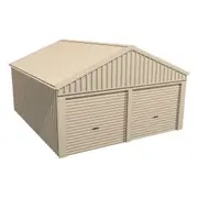 Stratco Domestic Gable Roof Shed Double Garage 5.45 x 6.21 x 2.4m Gable End Roller Door Merino