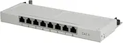 LogiLink Professional NP0077 Shielded CAT 6 Patch/Distribution Panel with 8 Ports (Desktop), Half Height (0.5 Height Units), Light Grey