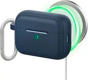 Cyrill by SPIGEN Ultra Color Mag for Apple AirPods Pro 2 Case with Metal Carabiner Ring (2022/2023) (for USB-C/Lightening Cable), Compatible with MagSafe Magnetic Precise Cutouts Cover - Deep Sea