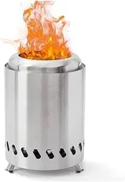 Camping stove Portable smoke-free barbecue stove, mini courtyard firewood stove, outdoor camping stove (Stainless Steel, 5.5 Inch)