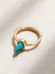 [MARIA TASH] MARIA TASH - 8mm Short Spike 14-karat Gold Turquoise Single Hoop Earring - One size One size Gold