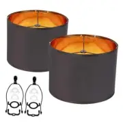 Black Large Farmhouse Drum 12 Inches Lamp Shades Set Of 2 Vintage Black 1