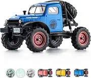 EAZYRC RC Car 1/24 Remote Control Car, FCX24 Power Wagon 4WD RC Crawler Two-Speed Shift, RC Rock Crawler 8Km/h with Blind Box Upgrade RC Accessories for Adults (Blue)