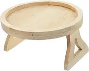 TOPPERFUN Wooden Folding Pallet Couch Side Table Over Arm Armrest Table Portable Snack Serving Tray Sofa Armrest Tray