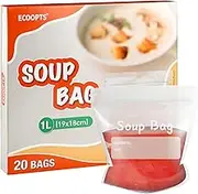 ECOOPTS Sealed Freezer Storage Bags 1 Litre Reusable Soup & Sauce Liquid Bags (Pack of 20)