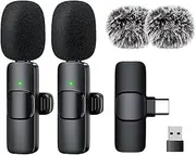 Lapel Microphone, Wireless Lavalier Microphone, Noise-Cancelling Portable High-Quality Sound Recorder for Podcasting Interviews Vlogging Studio Content Creation Video Recording Streaming