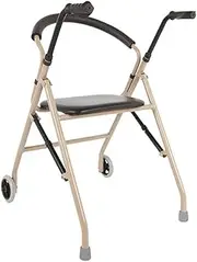 Walker,Lightweight Walking Frame, Folding Rollator Walker with Seat Aluminum Rollator Adjustable Height Padded Seat with 5-Inch Wheel Little Surprise