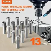 13pcs Precision R8 Collet Set 1/8''-7/8'' 45# Alloy Steel Mill Collet Chuck 0.0012"/30m TIR with 13 Labeled Storage Boxes for Milling Machine Drill Presses
