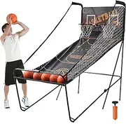 Basketball Arcade Game, Foldable Basketball Game with 8 Game Modes and 5 Basketballs, Foldable Storage, Pumps and Scorers, Oxford Cloth Material, Multiplayer Competition, for Families and Parties