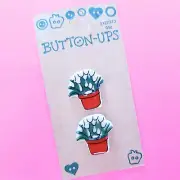 Vintage Button-Ups Buttons Westrim Crafts Potted Plants White Green Terra Cotta