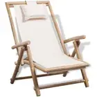Deck Chair Bamboo Frame Outdoor Lounge Seat Patio Porch Garden Folding Recliner