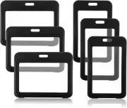 6 Pcs Badge Holders Double-Sided Windows Hard ID Card Case Vertical...