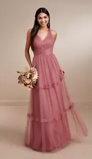 NWT's Tiered A-Line Gown,Sz 16,Boho,Tulle,Statement Back,Prom, Wedding,Big Event