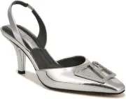 Franco Sarto Womens Leigha Slingback Pumps Silver Metallic 7M