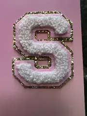 S STICKER LETTER PATCH from “Stuff" Stoney Clover Light Pink Gold Glitter