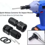 Quick Release 1/2-Inch Square Drive to 1/4-Inch Hex Female Socket Adapter Conver