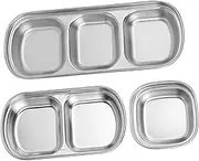 Happyyami 3Pcs Stainless Steel Condiment Dishes Korean Style Sauce Plates for Appetizers Seasoning Dish for Sauces Snacks and Dipping and Practical Kitchen Essential