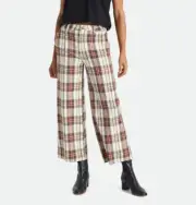 Brixton NWT Victory Wide Leg Plaid Pants Size 30x28 High Waisted White Brown