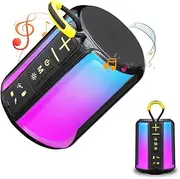[AUEEDS] Mini Portable Speaker, Bluetooth Speaker with 360° Sound, 10h Playtime,Light Show, Bluetooth 5.3, Support TWS, for Camping, Home, and Beach Parties
