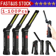 Magnetic Rechargeable COB LED RED Work Light Lamp Flashlight Folding Torch Lot