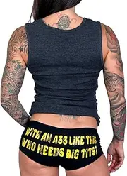 Hot Leathers with an Ass Like This Who Needs Big Tits Ladies Boy Shorts (Black, Medium)
