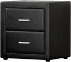 Bedside Table with 2 Drawers Black Faux Leather Upholstered Drawer Bed End Side