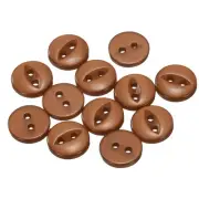 12pcs Brown Round Sewing Buttons 10mm Resin 2-Hole Fish Eye Craft Button