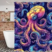 Ocean Animal Turtle Shower Curtain with Hooks for Bathroom Shower Curtain Bathroom Decor Set Polyester Waterproof 12 Pack Plastic Hooks