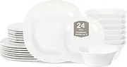 [Stone Lain] Quadro 24-Piece Dinnerware Set Porcelain, White