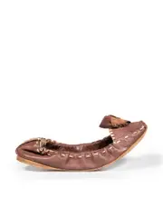 Brown Leather Bow Detail Ballet Flats