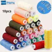 10pcs Polyester Sewing Thread Set + 1pc Needles Random Colors for Beginners