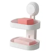 TAILI Double Layer Soap Dish Suction Cup Soap Holder, 5.8" * 3.7" 2 Tier White