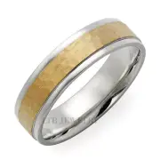 TWO TONE GOLD WEDDING BANDS,6MM 14K WHITE & YELLOW GOLD MENS WEDDING BANDS RINGS